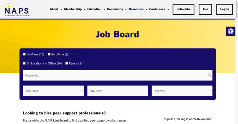 N.A.P.S. Launches New Job Board for Peer Support Professionals