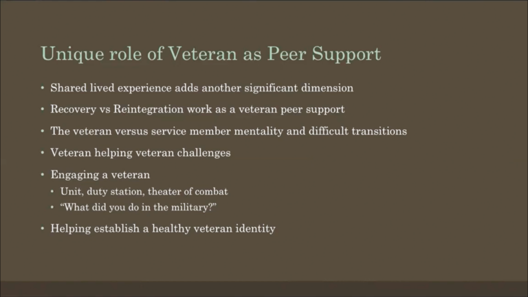 Webinar 36 – Veteran Homelessness from a Peer Specialist Perspective