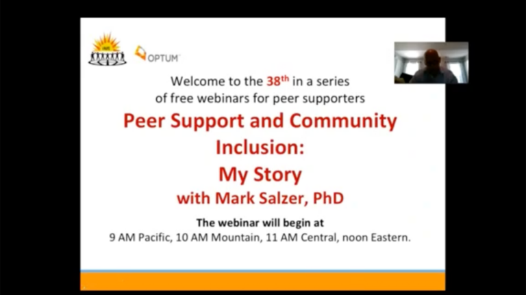 Webinar 38 – Peer Support and Community Inclusion: My Story