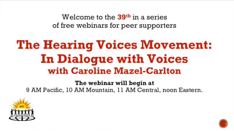 Webinar 39 – The Hearing Voices Movement: In Dialogue with Voices