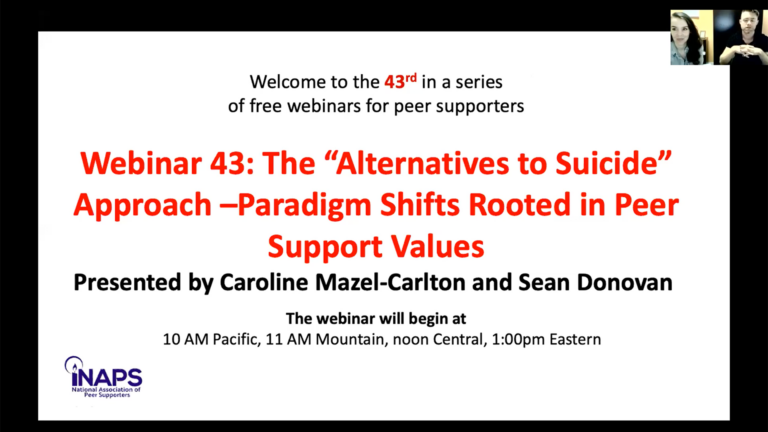 Webinar 43 – The “Alternatives to Suicide” Approach